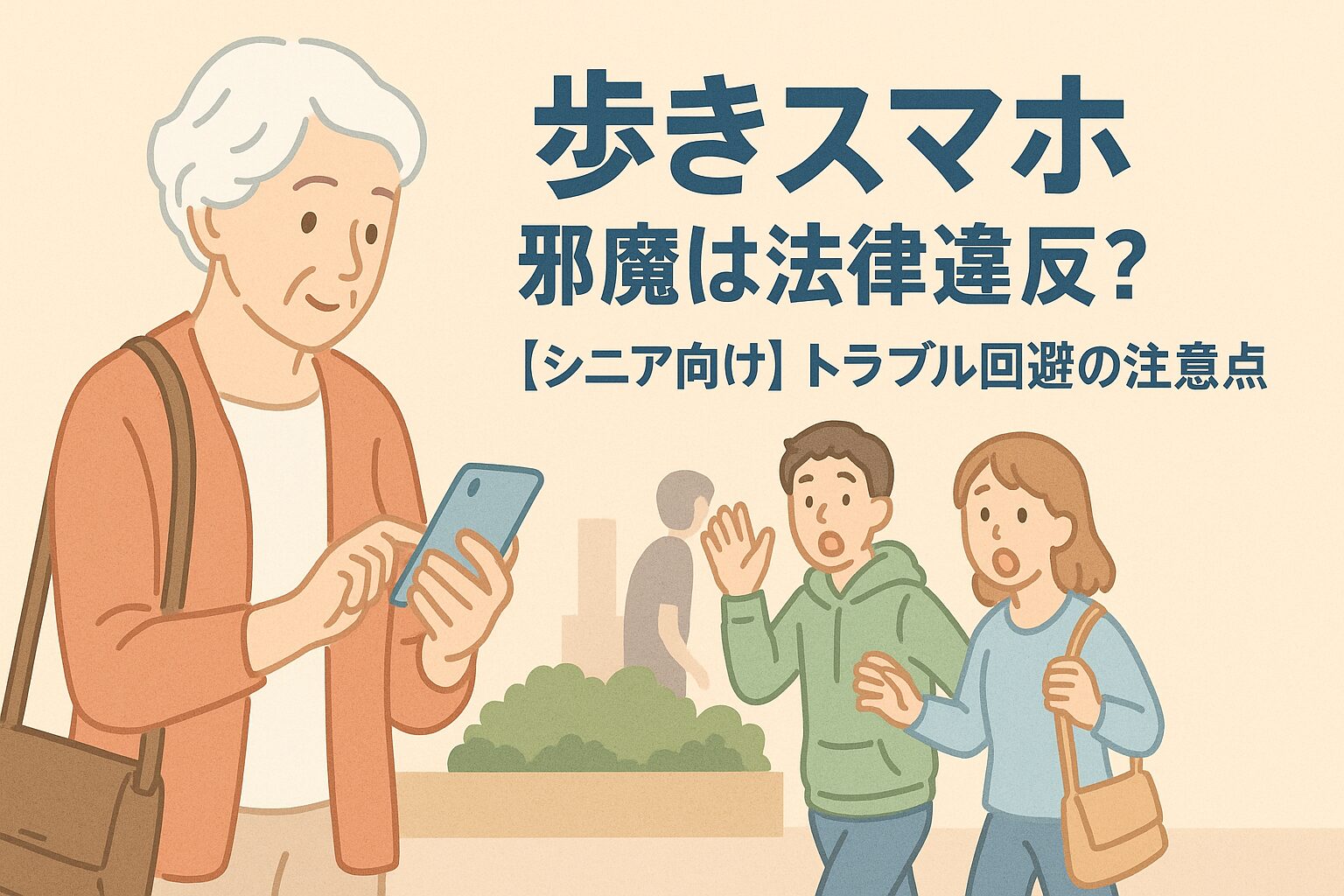 歩きスマホ 邪魔は法律違反？【シニア向け】トラブル回避の注意点