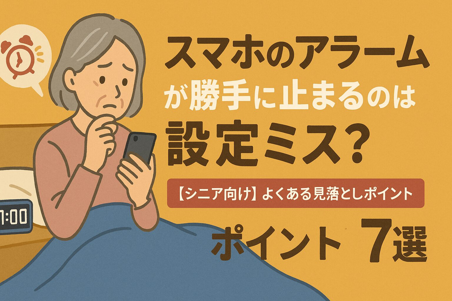 スマホのアラームが勝手に止まるのは設定ミス？【シニア向け】よくある見落としポイント7選